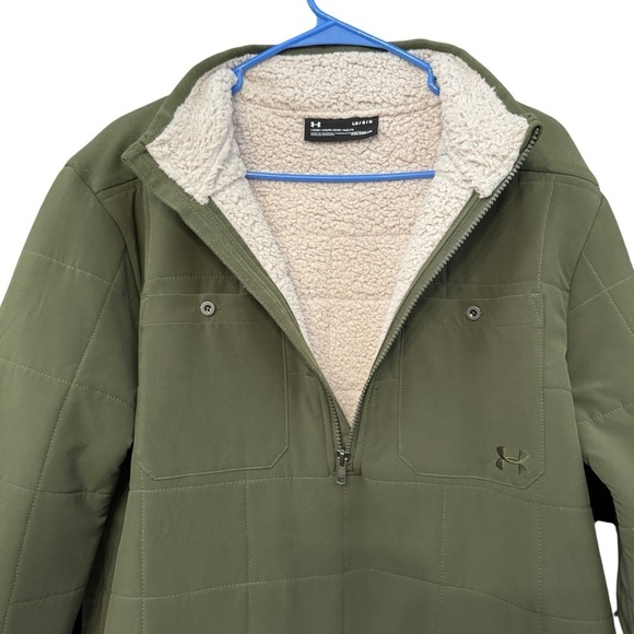 Under Armour Storm ColdGear Green Quilted 1/2 Zip Pullover Sherpa LG - Picture 2 of 7